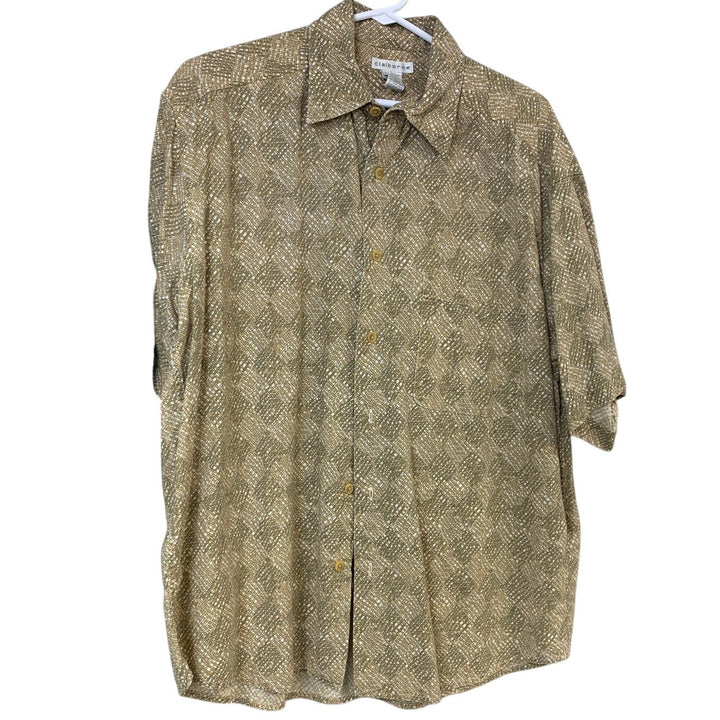 Lot of 2 Puritan Claiborne Mens Large Bamboo Short Sleeve Button Up Shirts