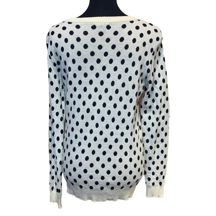 41 Hawthorne Womens Medium 100% Cotton Long Sleeve Polka Dot Crew Neck Sweater