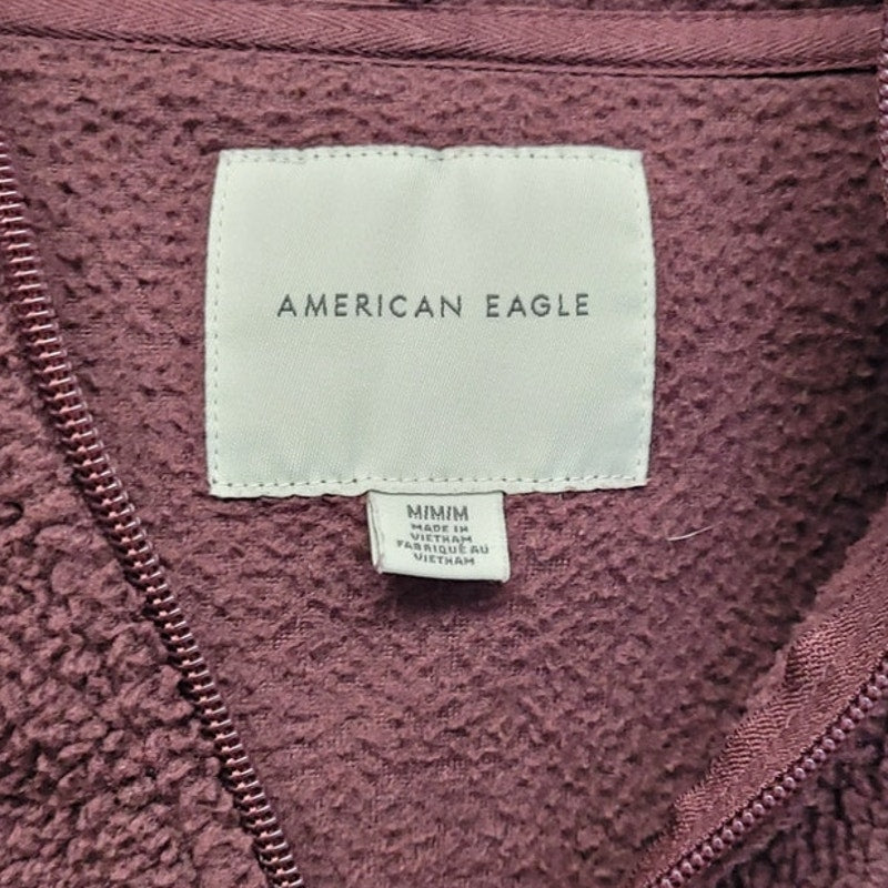 American Eagle Womens Medium 100% Polyester Long Sleeve Full Zip Sherpa Jacket