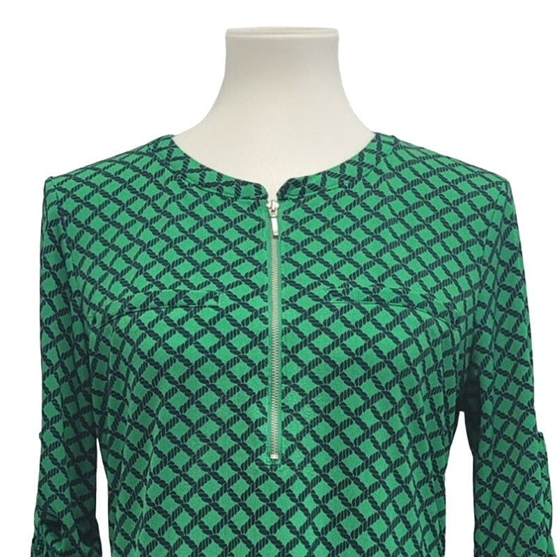 7th Avenue Womens Medium PolySpandex Front Quarter Zip Blouse w Faux Pockets