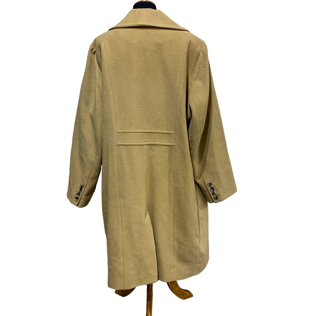 Anne Klein 22W Plus Camel Wool Cashmere Blend Single Breasted Tan Walker Coat