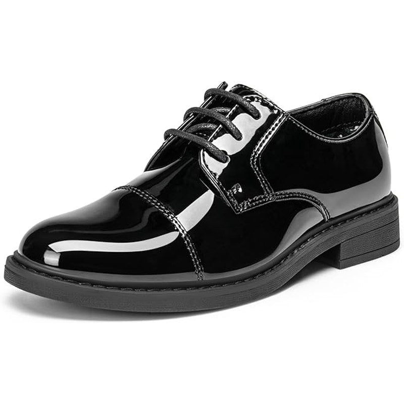Bruno Marc Big Kid Boys Size 5 Shiny Black Lace Up Dress Oxford Formal Shoes