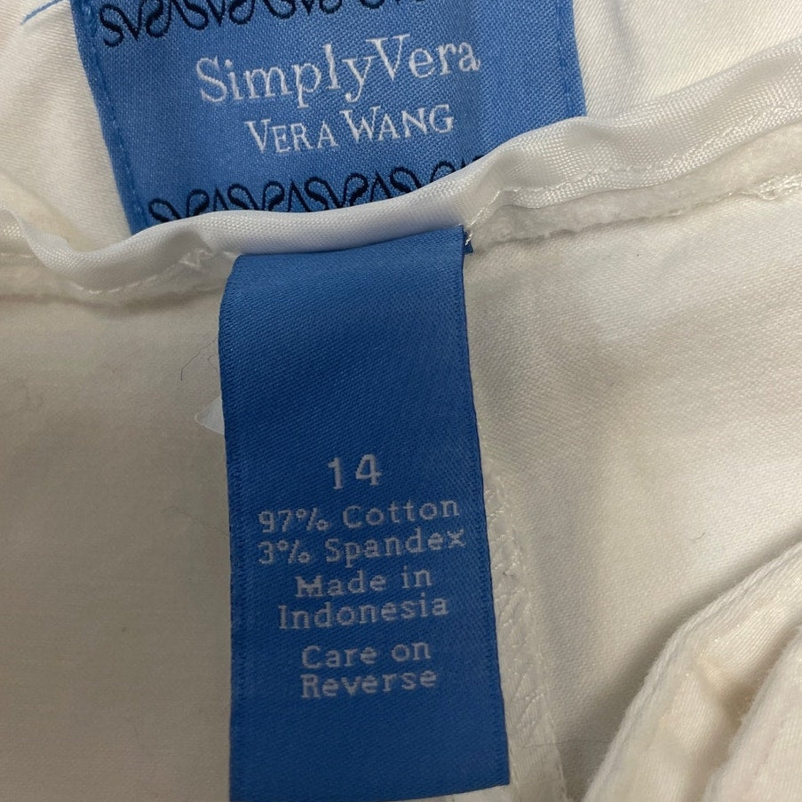 Simply Vera Time &amp; Tru Womens Large Cropped White Cotton Blend Capri Pants
