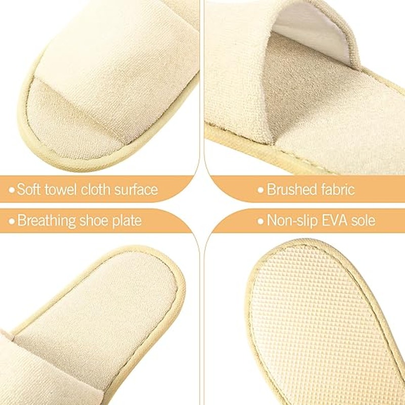 New 24 Pairs Women Men One Size Tan Slip On Spa Disposable Open Toe Slippers