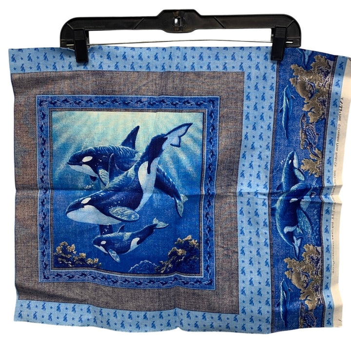 3 Polar Bear Orca Whale Ocean Printed Quilt Blocks Craft Fabric Quilting Squares