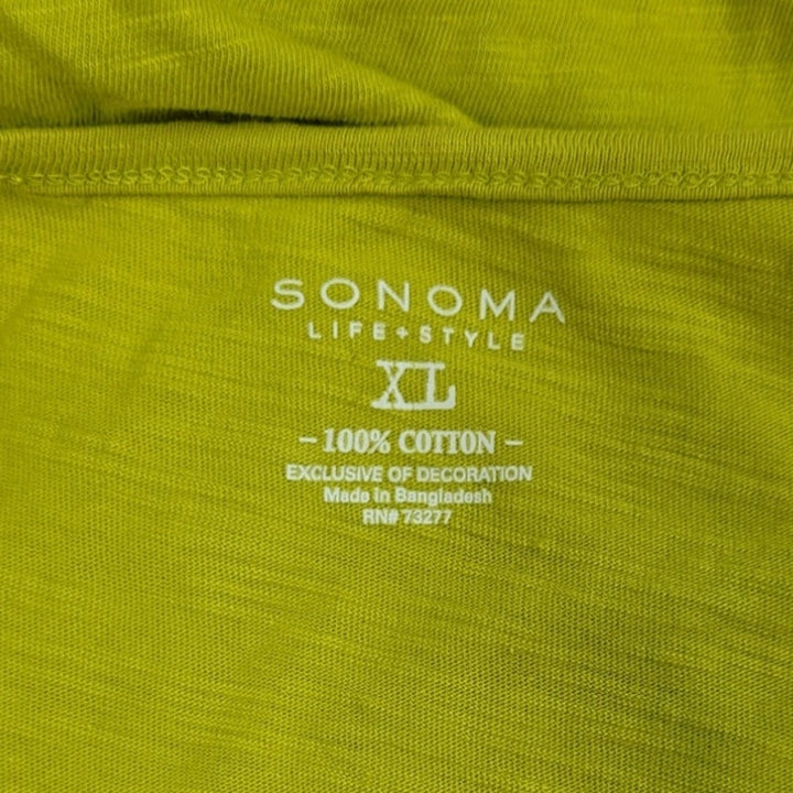 Sonoma Life + Style Womens XL Embroidered Pattern Short Sleee V Neck Tee Shirt