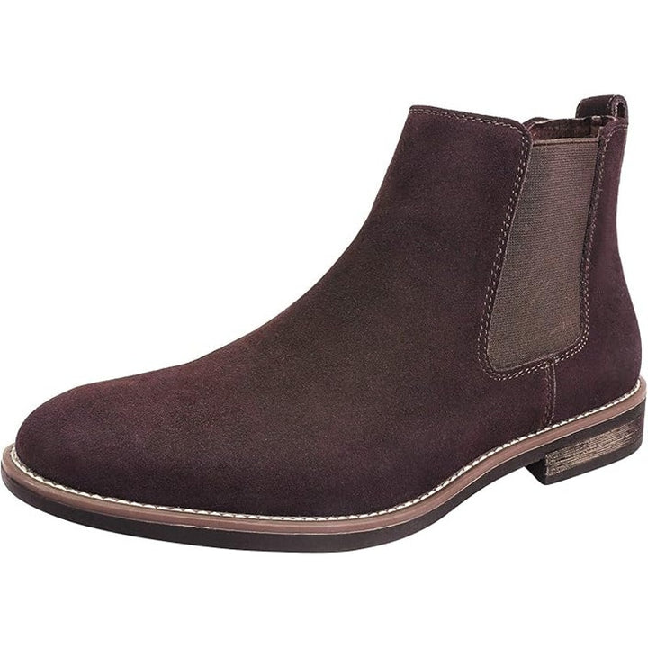 Bruno Marc Mens Size 7 Brown Suede Leather Slide On Low Heel Chelsea Ankle Boots