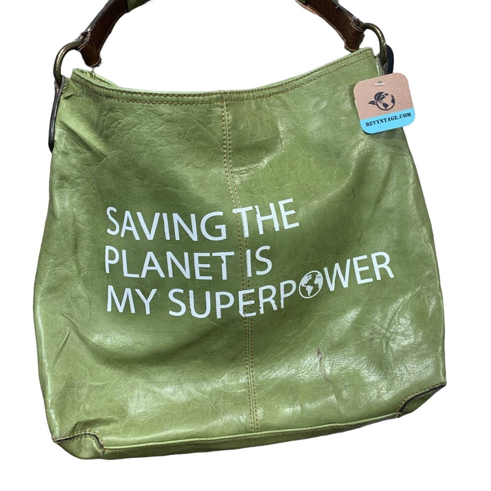 Axcess Upcycled “Saving the Planet Is My Superpower” Handbag