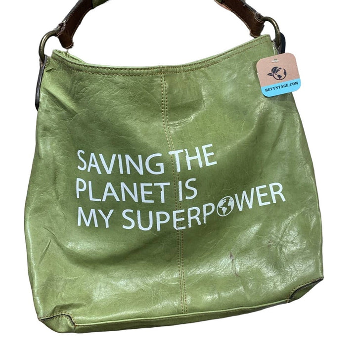 Axcess Upcycled “Saving the Planet Is My Superpower” Handbag