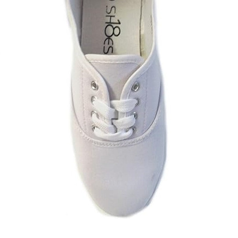 New Shoes8teen Womens Size 6.5 White Sneakers Lace Up Canvas Low Top Shoes
