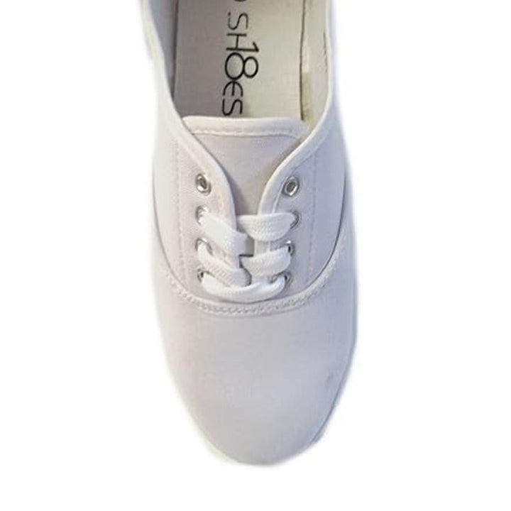 New Shoes8teen Womens Size 6.5 White Sneakers Lace Up Canvas Low Top Shoes