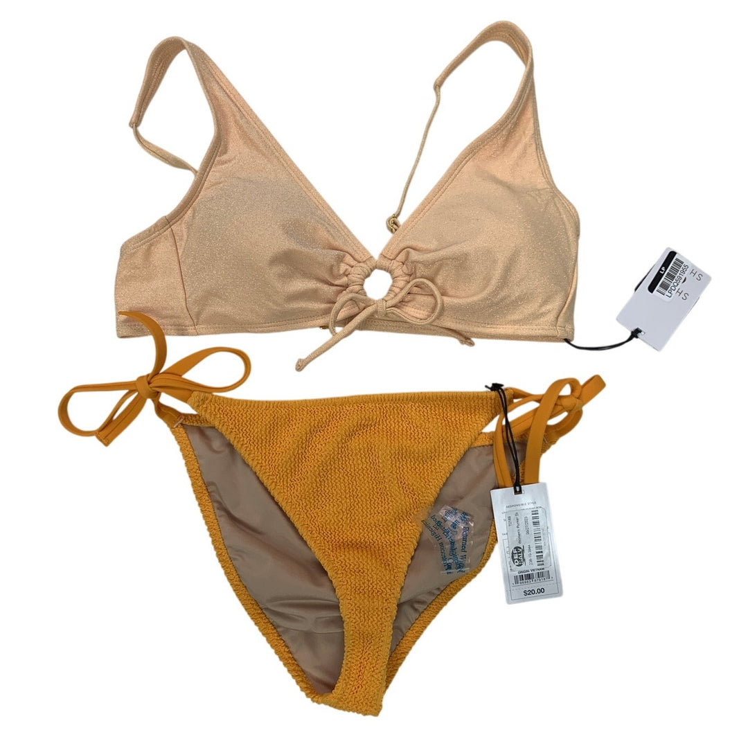 NWT New Shade &amp; Shore Womens Small Side Tie Cheeky Bottom Padded Bikini Set