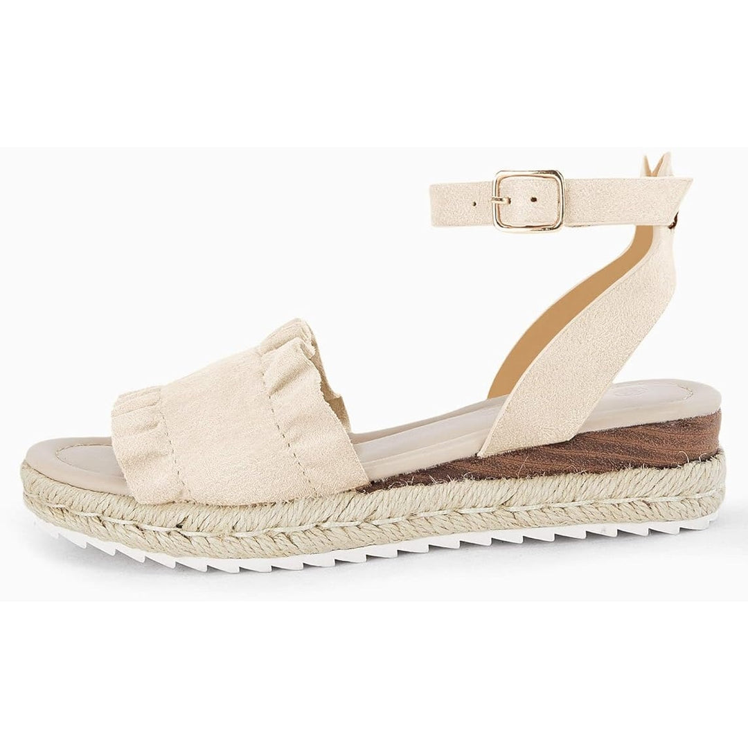 Coutgo Girls Size 11 .5" Platform Sandals Ruffle Open Toe Ankle Strap Shoes