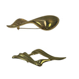 3 Vintage 1990s Gold Toned Zig Zag Geometric Career Jacket Pins Brooches