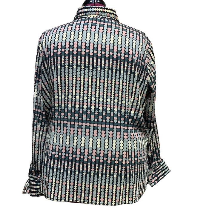 Ashley Stewart Plus Size 22 Polka Dot Long Sleeve Career Wrap Blouse Top