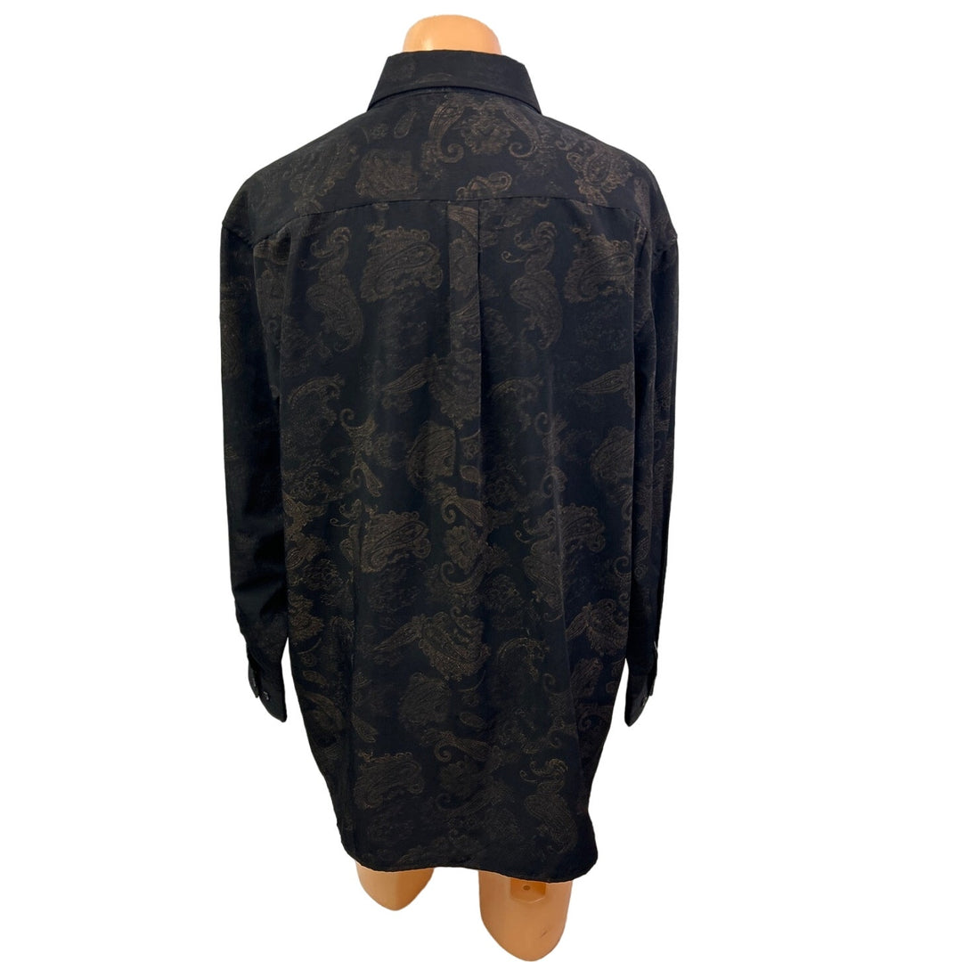 Mondo Uomo Italia Mens XXL Long Sleeve Button Up Metalic Paisley Polyester Shirt