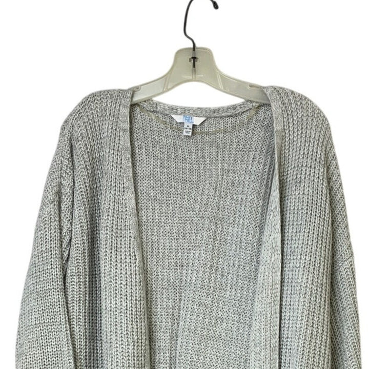 Time And Tru Womens XL Gray Long Sleeve Open Front Knit Cardigan Sweater
