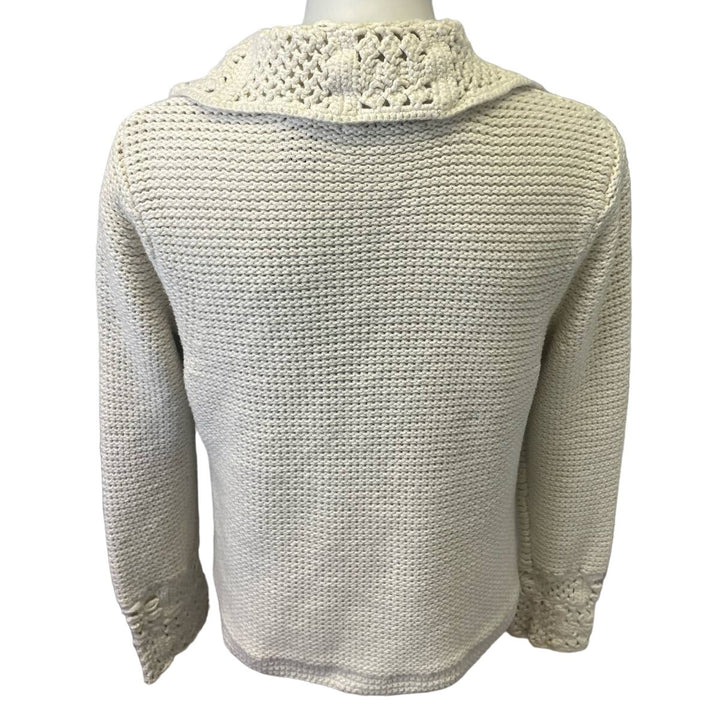 Liz Claiborne Large Crochet Knit Cotton Blend Long Sleeve Button Down Cardigan