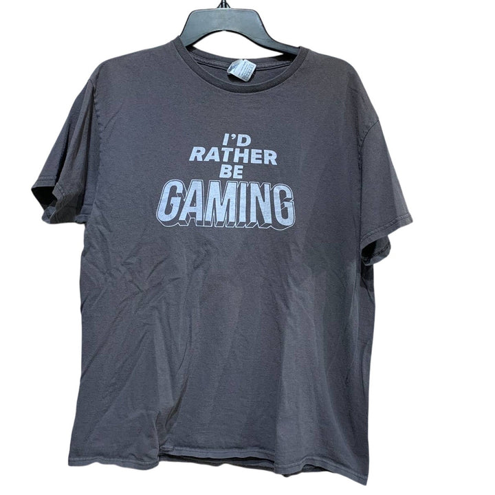 Mens Large I Would Rather Be Gaming Short Sleeve 100% Cotton Crew Neck Tee