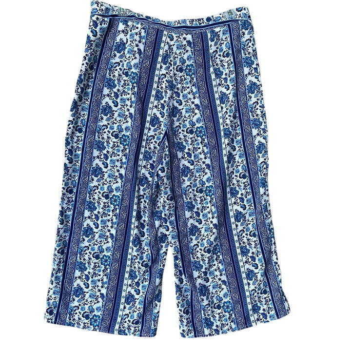 NWT New Divided H&amp;M Womens Size 12 100% Polyester Floral Side Zip Cropped Pants