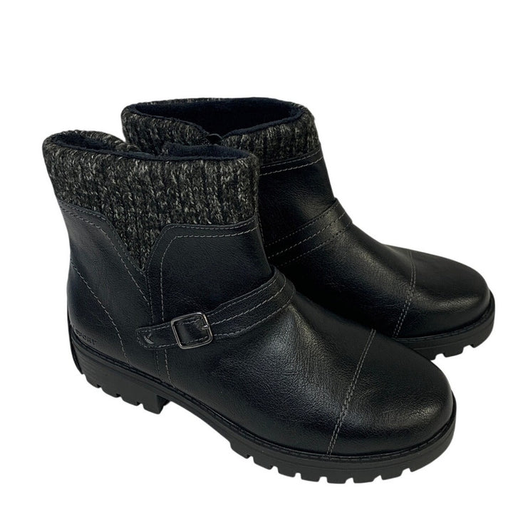 New JSport Womens Size 8.5 Black 1.5" Heel Ankle Boot Side Zip Round Toe Shoes