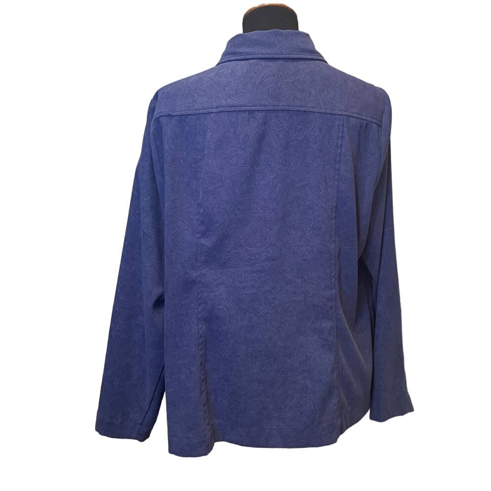 CJ Banks 1X Polyester Blend Scalloped Edge Suede Like Button Up Career Blazer