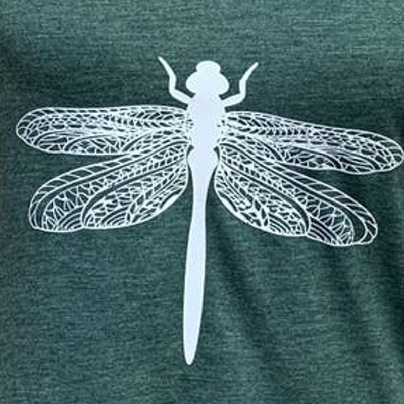 New Hand Printed Womens Medium Dragonfly PolyCotton Tank Top Sleeveless Tee
