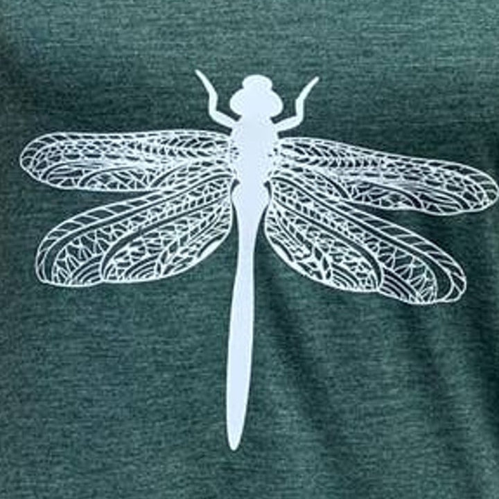 New Hand Printed Womens Medium Dragonfly PolyCotton Tank Top Sleeveless Tee