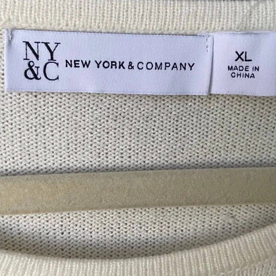 NWT New York &amp; Company Womens XL Gold Sequin Stripe Long Sleeve Knit Sweater