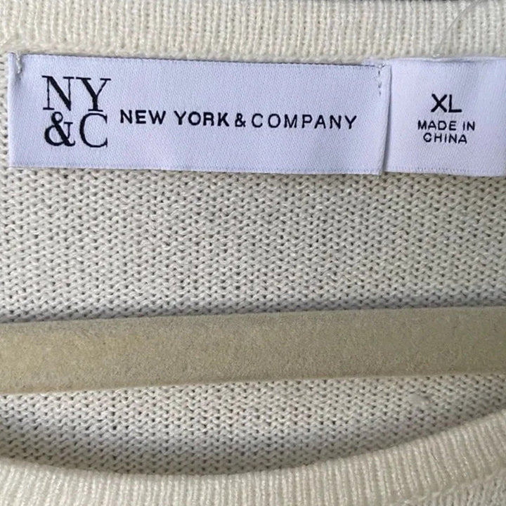 NWT New York &amp; Company Womens XL Gold Sequin Stripe Long Sleeve Knit Sweater
