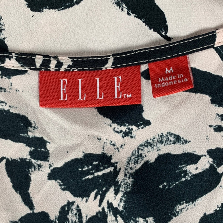 ELLE Womens Medium 100% Polyester Floral Sleeveless Fit n Flare Side Zip Dress