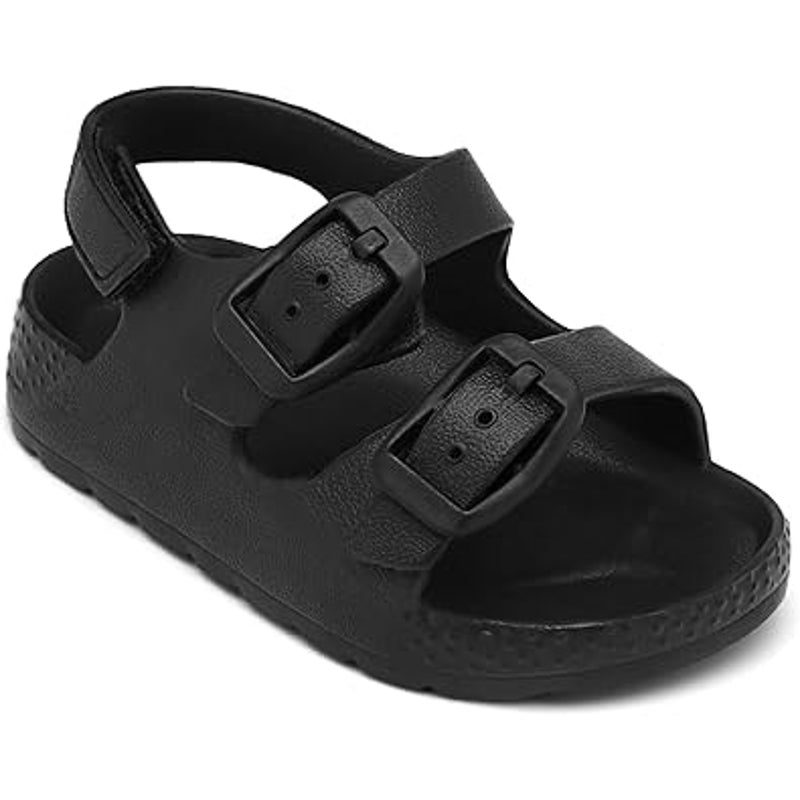 ChayChax Boys Size 13 Black Double Buckle Hook Loop Strap Water Sandals Shoes
