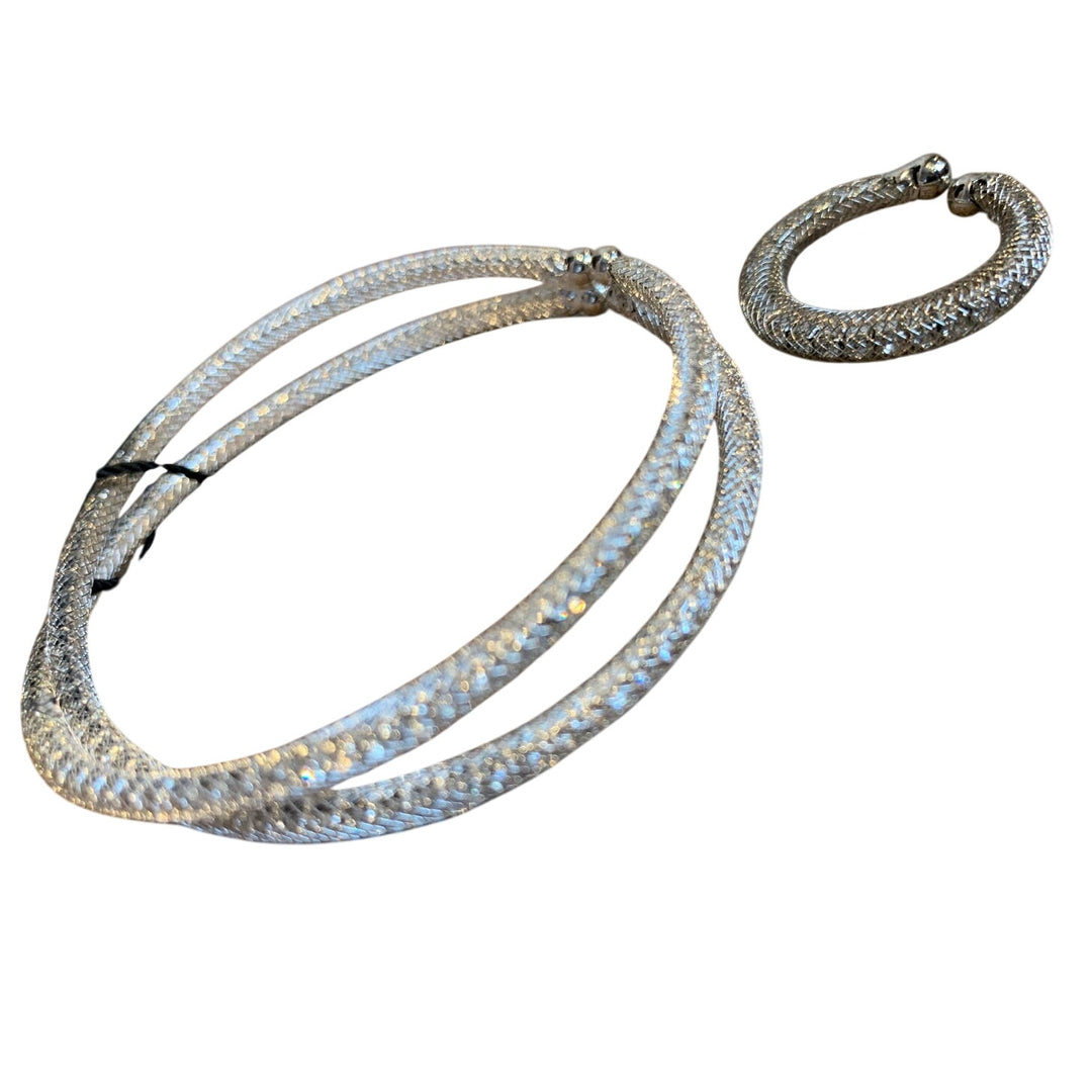 New 4pc Earring Bracelet Necklace Ring Silver Jewelry Set in Red Gift Box