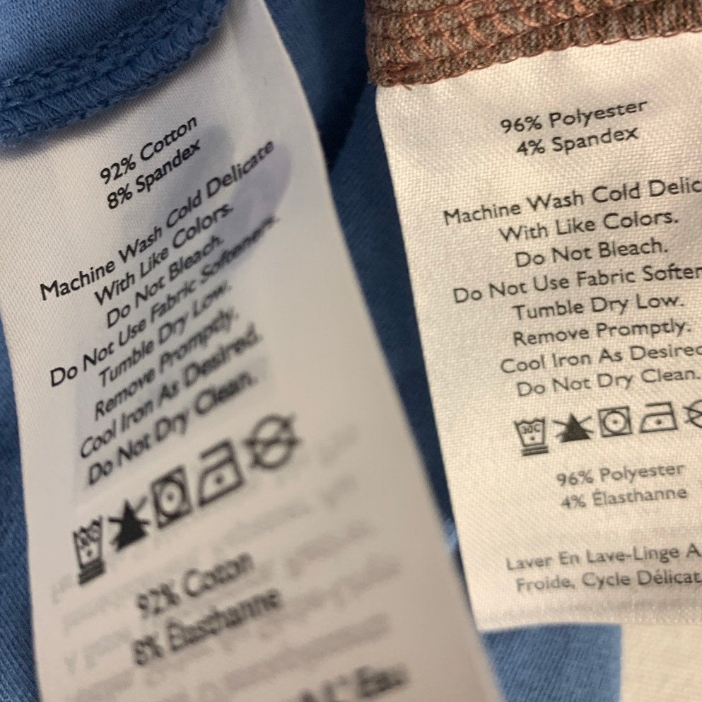 2 New Eddie Bauer Womens 2XL Tempo Blue Tan Hoodie Surreal Travel Crew Tee Tops