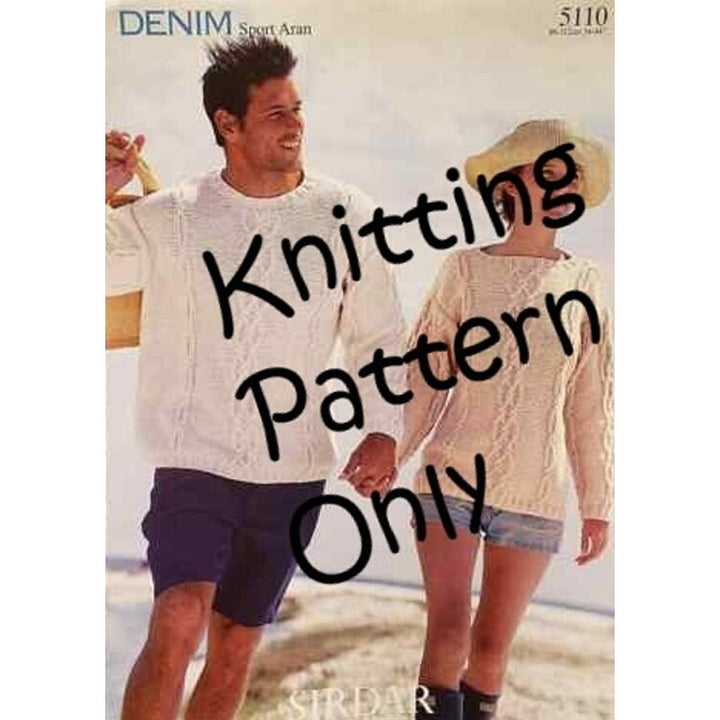 New Old Stock Sirdar 5110 Denim Sport Aran Sweater Pattern