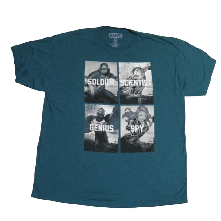 Marvel Mens 2XL Soldier Scientist Genius Spy Captain America Short Sleeve Tee