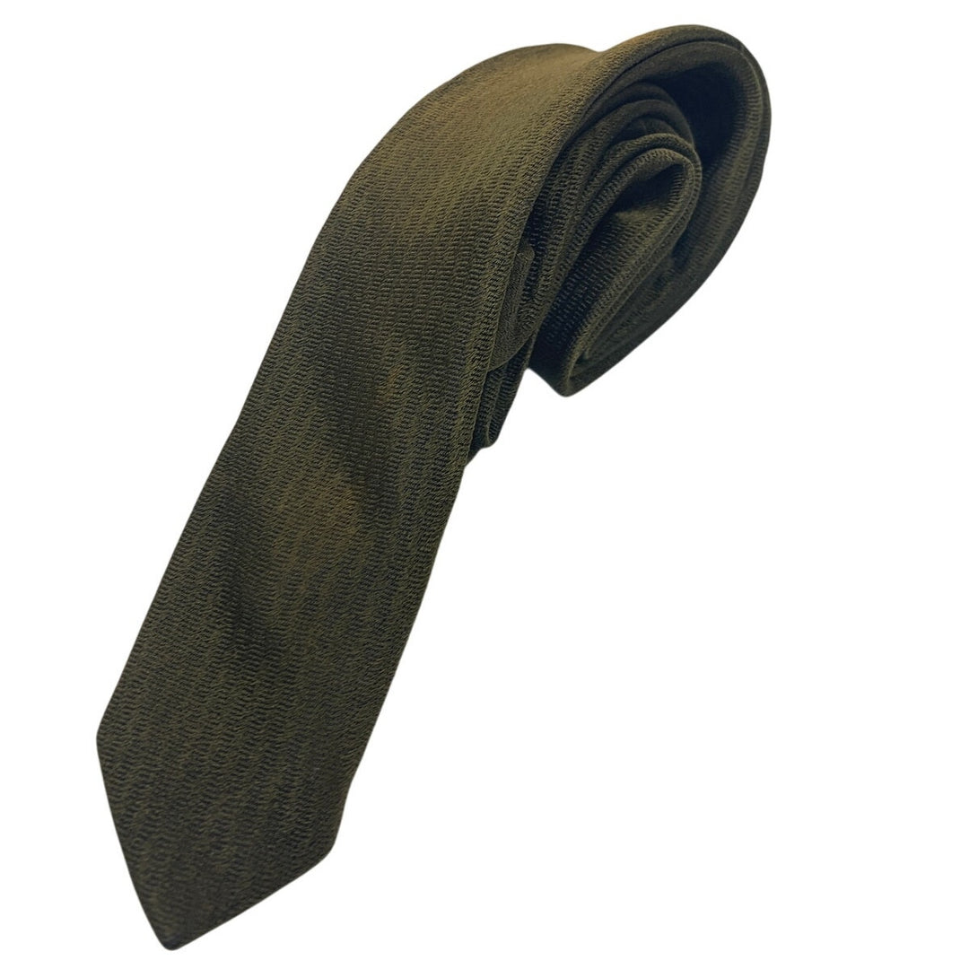 Vintage Sage Brown Geometric Polyester Skinny Mens Neck Tie Necktie