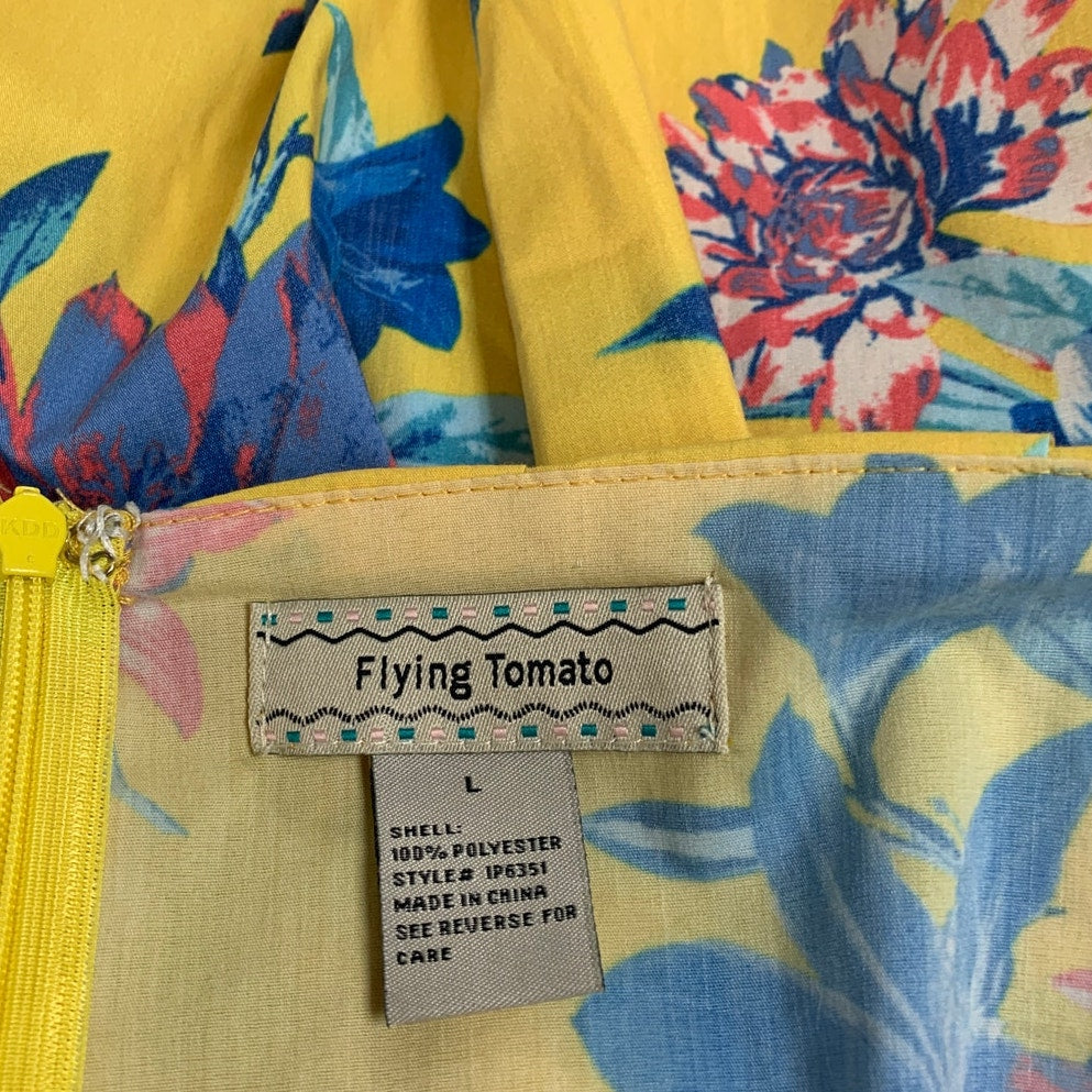 Flying Tomato Womens Large 100% Polyester Strapless Floral Back Zip Romper