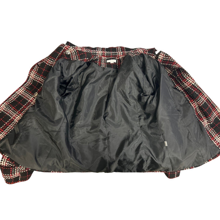 Charter Club Womens Size 14 Plaid Wool Blend Long Sleeve Collared Button Up Coat