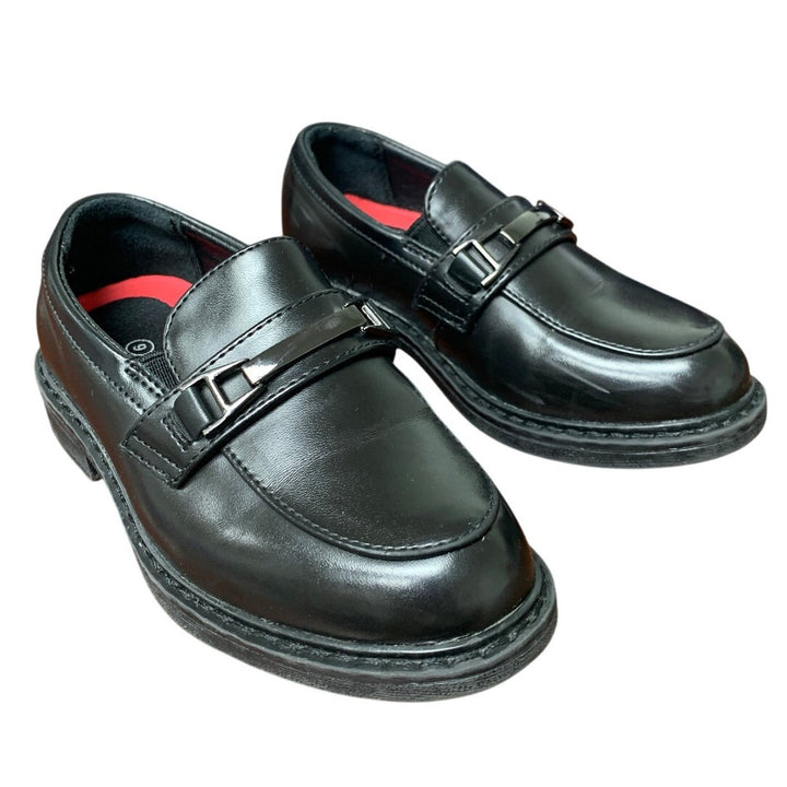 Bruno Marc Toddler Boys Size 9 Black Faux Leather Slip On Loafer Formal Shoes
