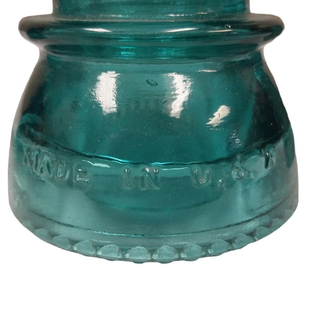 Set of 3 Vintage 1898 Hemingray 42 Heavy Clear Made In USA Blue Glass Insulators