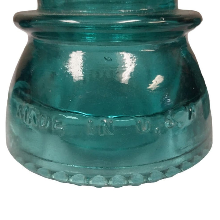 Set of 3 Vintage 1898 Hemingray 42 Heavy Clear Made In USA Blue Glass Insulators