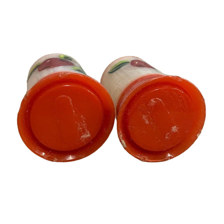 Vintage Bakelite Plastic Handpainted Green Red Apples Salt Pepper Shakers