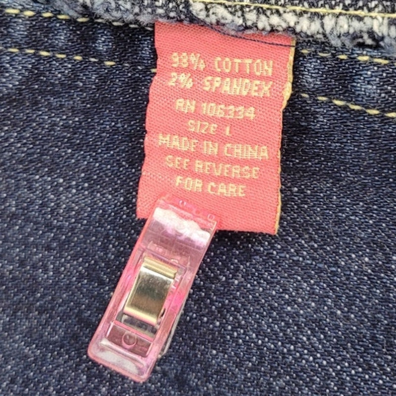 Premium Denim Womens Large Single Breasted One Button Jean Blazer Jacket