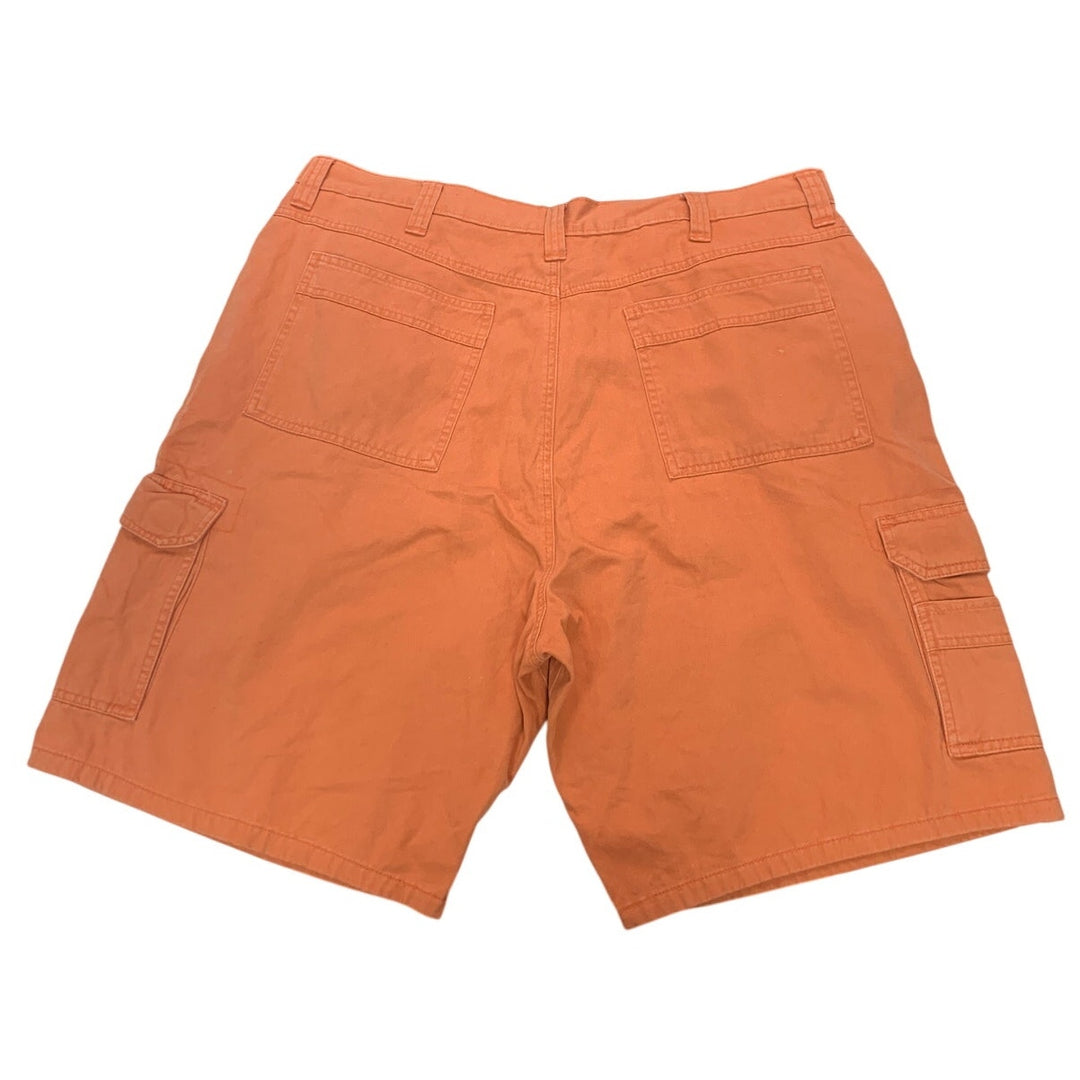 Wrangler Mens Size 40 Orange 100% Cotton Long Bermuda Cargo Shorts w Pockets