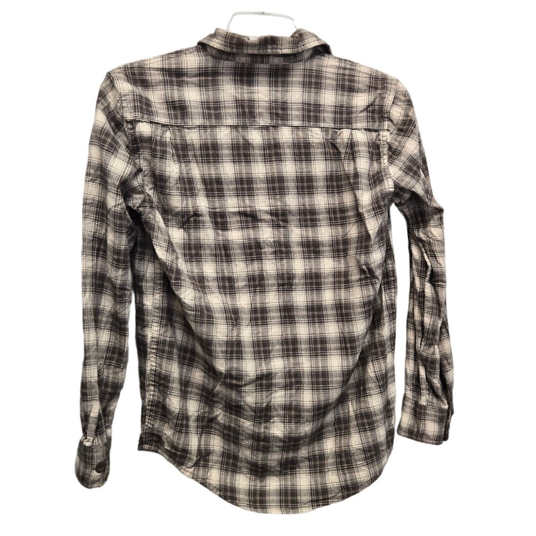 Wrangler Mens Small Cotton Plaid Long Sleeve Button Up Shirt w Front Pockets
