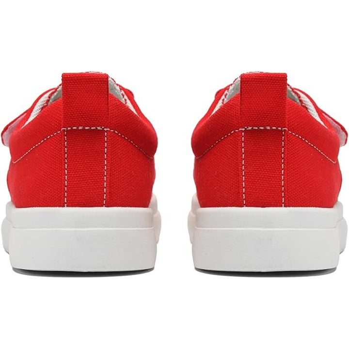 Rosyclo Big Kid Size 6.5 Red Canvas Hook Loop Elastic Lace Sneakers Casual Shoes