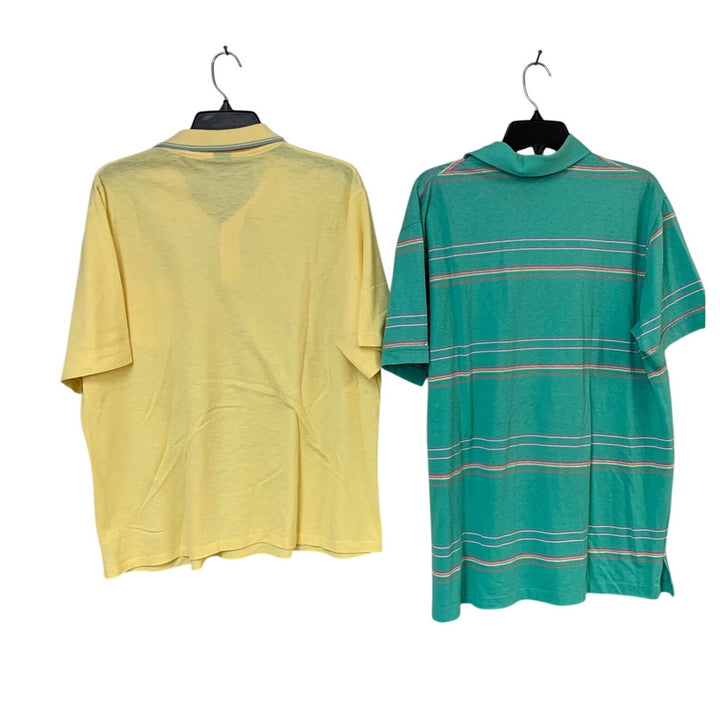 2 Vintage Grand Slam Players Mens XL Short Sleeve Striped Solid Polo Shirts