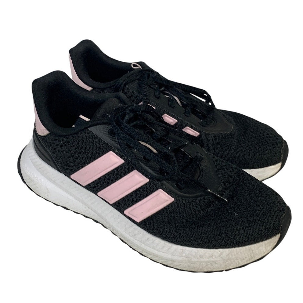 Adidas Womens Size 8.5 Black Pink Sneakers Low Top Lace Up Running Shoes