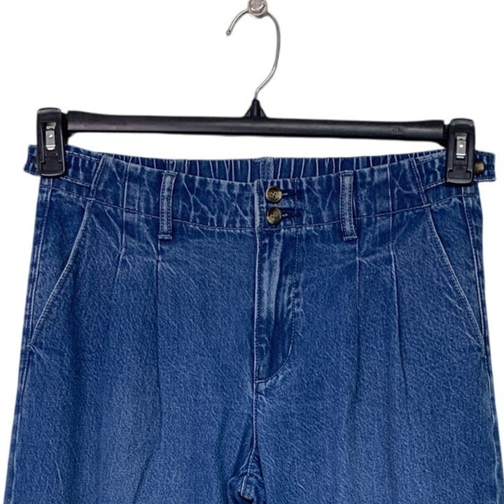 New American Eagle Size 10 Cotton Blend Pleated Front Denim Blue Jean Trousers